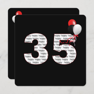 Happy 35th Birthday On Black Invitation