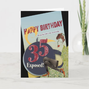Happy 35th Birthday worn vintage flare old age 35 Card