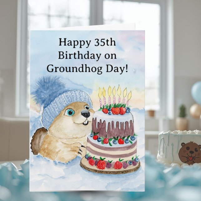  Happy 35th Groundhog Day Birthday  Card (Creator Uploaded)