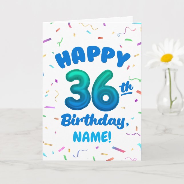Happy 36th Birthday Card with Custom Name (Small Plant)