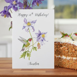 Happy 36th Birthday Columbine with Hummingbird Card