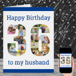 Happy 36th Birthday Husband Big 36 Photo Collage<br><div class="desc">Say Happy 36th Birthday with a big birthday card and a unique photo collage. This large birthday card is editable to personalise for your husband, son or a named friend, for example and has the number 36 filled with your own photos. You can also edit the messages inside the card....</div>