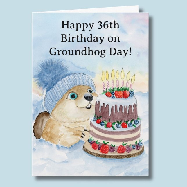  Happy 36th Groundhog Day Birthday  Card (Creator Uploaded)