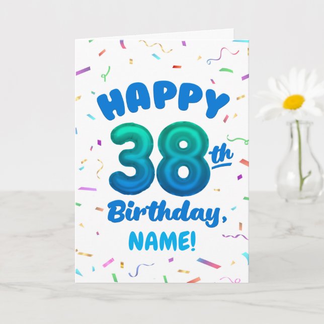Happy 38th Birthday Card with Custom Name (Small Plant)