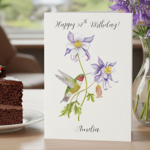 Happy 38th Birthday Columbine with Hummingbird Card