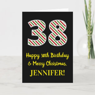 Happy 38th Birthday & Merry Christmas, Custom Name Card