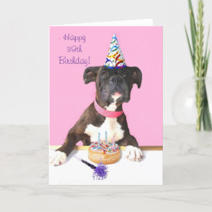 Happy 39th Birthday Boxer Dog Greeting card