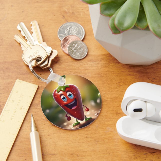 Happy 3D Animated Chilli Bean, Key Ring (Desk)