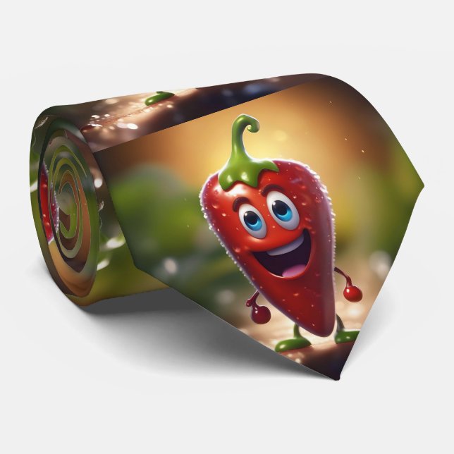 Happy 3D Animated Chilli Bean, Tie (Rolled)