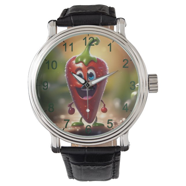 Happy 3D Animated Chilli Bean, Watch (Front)