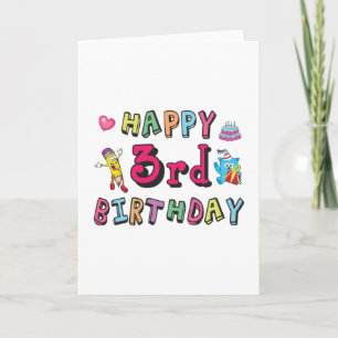 Happy 3rd Birthday 3 year old b-day wishes Card