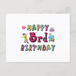 Happy 3rd Birthday 3 year old b-day wishes Postcard