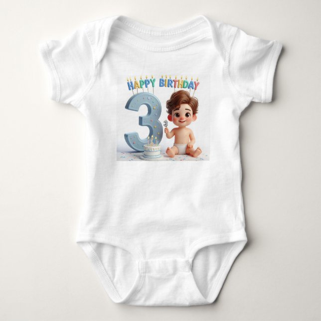 Happy 3rd Birthday Baby Bodysuit (Front)