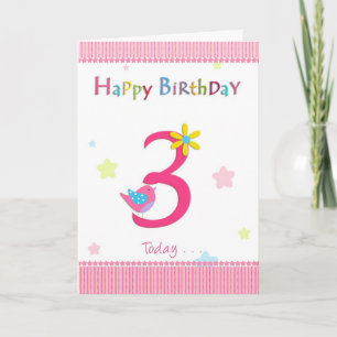 Happy 3rd birthday girl card