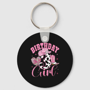 Happy 3rd Birthday Girl Outfit Rodeo Western Cowgi Key Ring