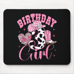 Happy 3rd Birthday Girl Outfit Rodeo Western Cowgi Mouse Pad