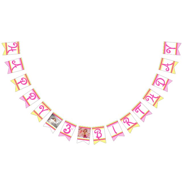 Happy 3rd Birthday girl photo age bunting (All)