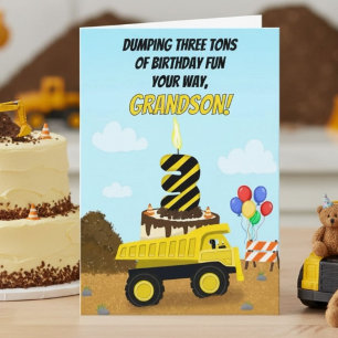 Happy 3rd Birthday Grandson Dump Truck  Card