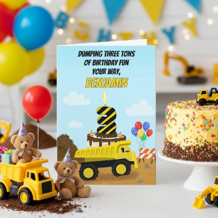 Happy 3rd Birthday Personalise Dump Truck  Card
