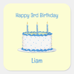 Happy 3rd Birthday Personalised Birthday Cake  Square Sticker