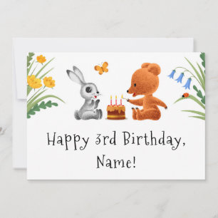 Happy 3rd Birthday Teddy Bear Bunny Cake Candles  