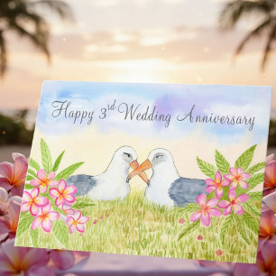Happy 3rd Wedding Anniversary Laysan Albatross Card