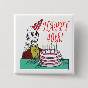 Happy 40th 15 cm square badge