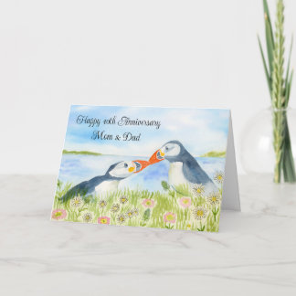 Happy 40th Anniversary Mom & Dad Puffins  Card