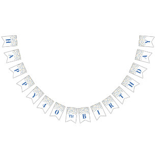 Happy 40th Birthday Banner Blue Gold Confetti