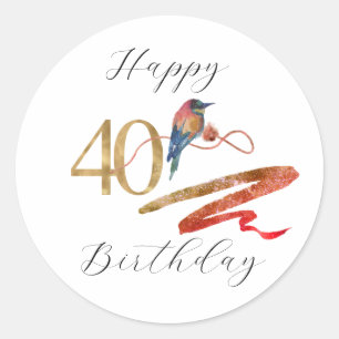 Happy 40th Birthday Bird Sticker