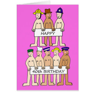 Happy 40th Birthday Cartoon Men with Banners