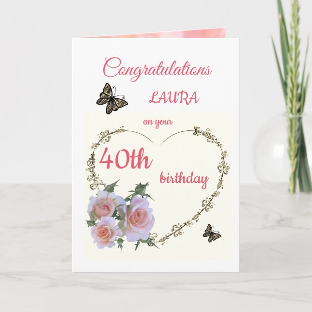 Happy 40th Birthday design greeting Card (Front)