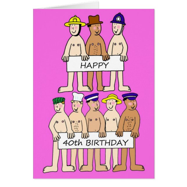 Happy 40th Birthday for Her Cartoon Men (Front)
