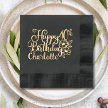 Happy 40th Birthday Forty Fortieth Personalised Foil Napkins<br><div class="desc">Happy 40th Birthday Forty Fortieth Birthday Personalised Name Foil Napkins Real Foil Stamped Paper Napkins features the text "Happy 40th Birthday" in modern script typography and personalised with your name below accented with flowers. Perfect for fortieth birthday parties. Created by Evco Studio www.zazzle.com/store/evcostudio</div>