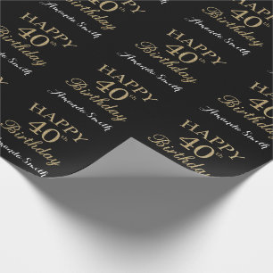 Happy 40th Birthday Gold Glitter Wrapping Paper
