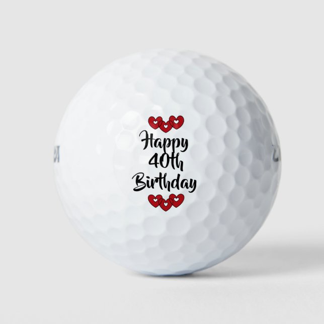 Happy 40th Birthday golf balls by dalDesignNZ (Front)
