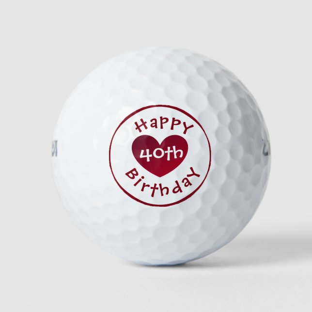 Happy 40th Birthday golf balls by dalDesignNZ (Front)