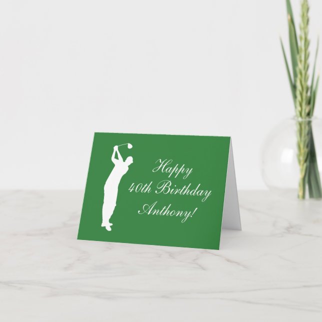 Happy 40th Birthday Golfer Sports Par  Thank You Card (Front)