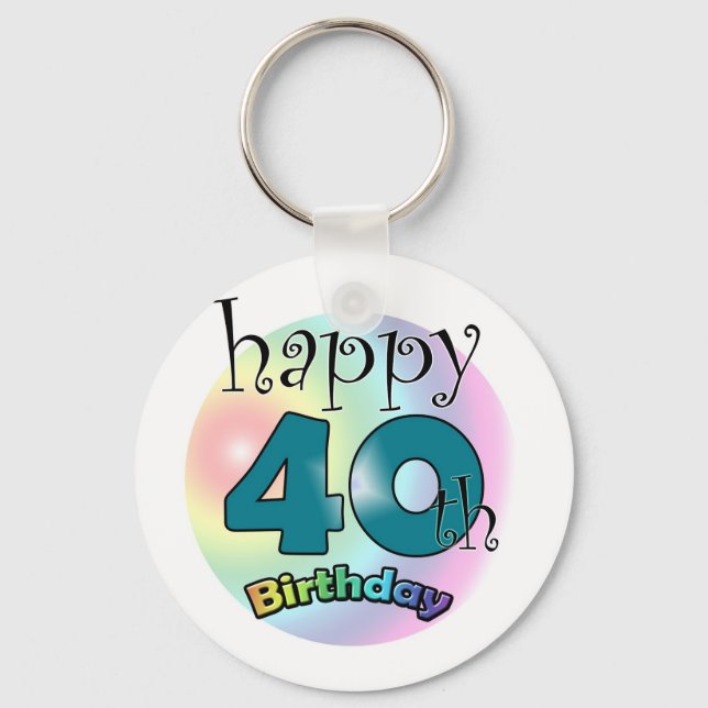 Happy 40th Birthday Key Ring (Front)