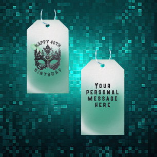 Happy 40th Birthday Masquerade Mask   Gift Tags