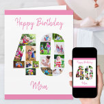 Happy 40th Birthday Number 40 Photo Collage Large Card<br><div class="desc">Say Happy 40th Birthday Mum with a unique birthday card and your own custom photo collage. This birthday card for mum has feminine script typography in pink and simply styling in order to focus on your pictures in the number 40. The template is set up for you to edit Happy...</div>