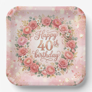 Happy 40th birthday paper plate