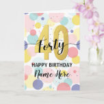 Happy 40th Birthday Pastel Rainbow Gold Woman Card<br><div class="desc">Fun,  cheerful,  elegant and colourful design birthday card. 
Firework in bright rainbow colours. Faux gold big number.
Get this cheerful card to celebrate your friend or family!</div>