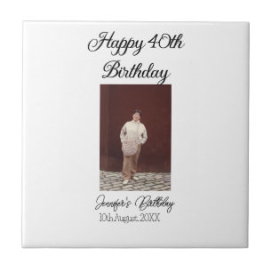 Happy 40th birthday photo modern simple minimal ceramic tile