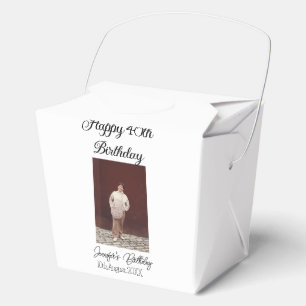 Happy 40th birthday photo modern simple minimal favour box