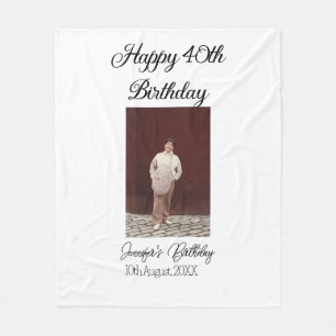Happy 40th birthday photo modern simple minimal fleece blanket