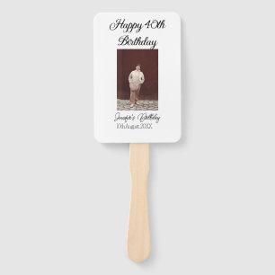 Happy 40th birthday photo modern simple minimal hand fan