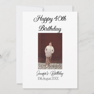 Happy 40th birthday photo modern simple minimal invitation