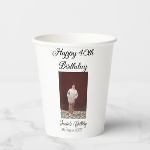 Happy 40th birthday photo modern simple minimal paper cups
