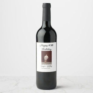 Happy 40th birthday photo modern simple minimal wine label